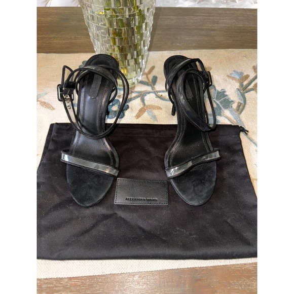 Alexander Wang Atalya Black Suede Sandals Clear Strap‎ Heels Size 38 - Picture 5 of 10